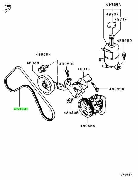 Mitsubishi Minicab Power Steering Belt - U61T - U62T - Aftermarket